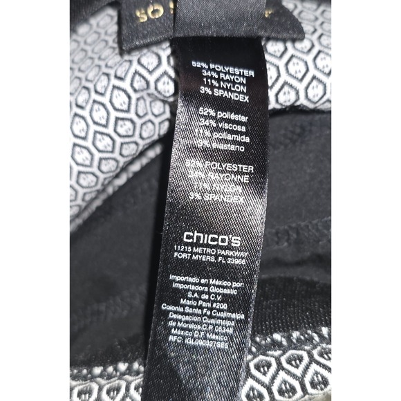 Chicos So Slimming Geometric Print Straight Leg Mid Rise Pants Size 31x29 .5 - Picture 7 of 8